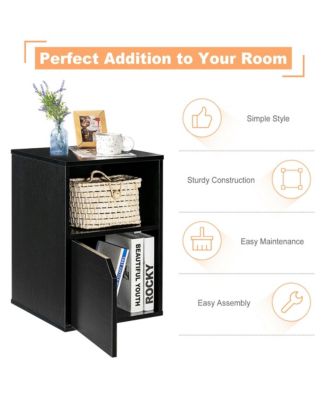 Set of 2 Nightstands Side End Table Storage Cabinet Shelf Living Room White