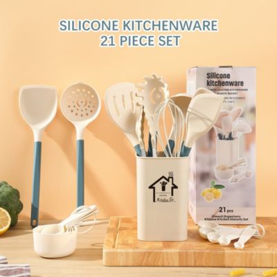 Silicone 21-Piece Kitchen Utensil Set with Holder