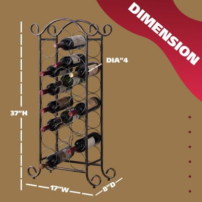 Floor Freestanding Metal Wine Rack, Wine Bottle Holder Stands, Wine Storage for Home Bar - Holds up to 21 Bottles