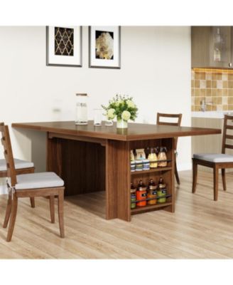 Farmhouse Dining Table for 6 to 8, 63-Inch Rectangular Wooden Kitchen Table with Storage, Industrial Dinner Table with Shelves