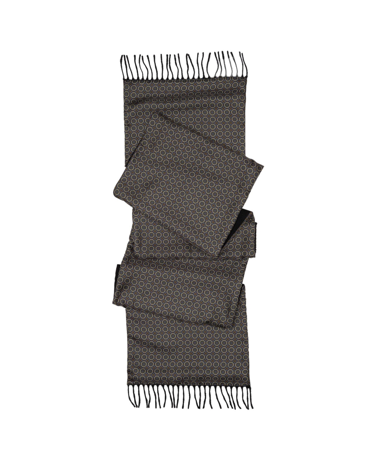 Elizabetta Men's Trastevere - Wool Backed Silk Scarf for Men - Navy and green