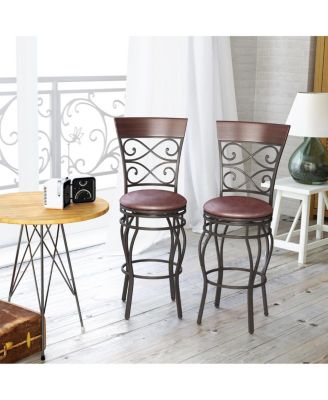 Set of 2 Vintage Bar Stools 30" Swivel Padded Seat Bistro