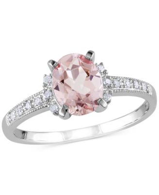 Morganite (1-1/7 ct. t.w.) and Diamond (1/20 ct. t.w.) Ring in 18k Rose Gold Over Sterling Silver (Also available in Aquamarine)