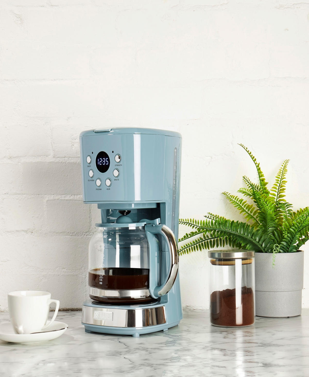 Haden Brighton 12-cup Programmable Coffee Maker In Sky Blue,chrome