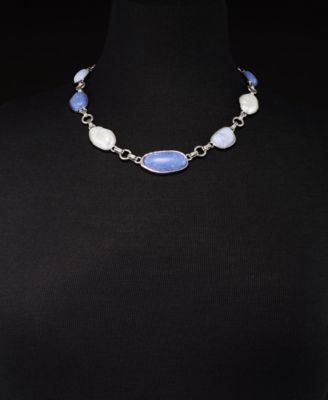 Silver-Tone Mixed Stone Collar Necklace, 17" + 3" extender