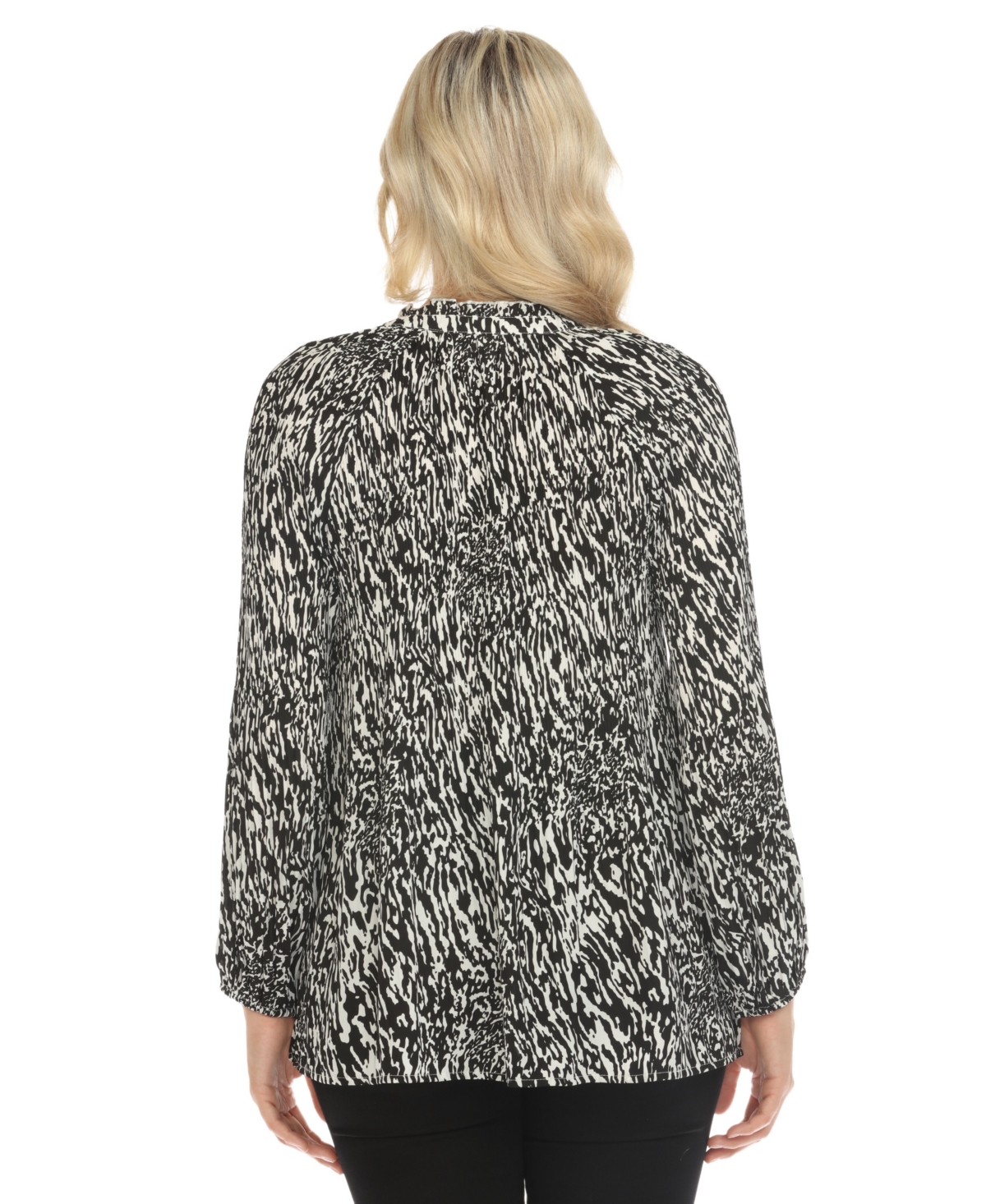 White Mark Women's Printed Peasant Blouse In White Olive