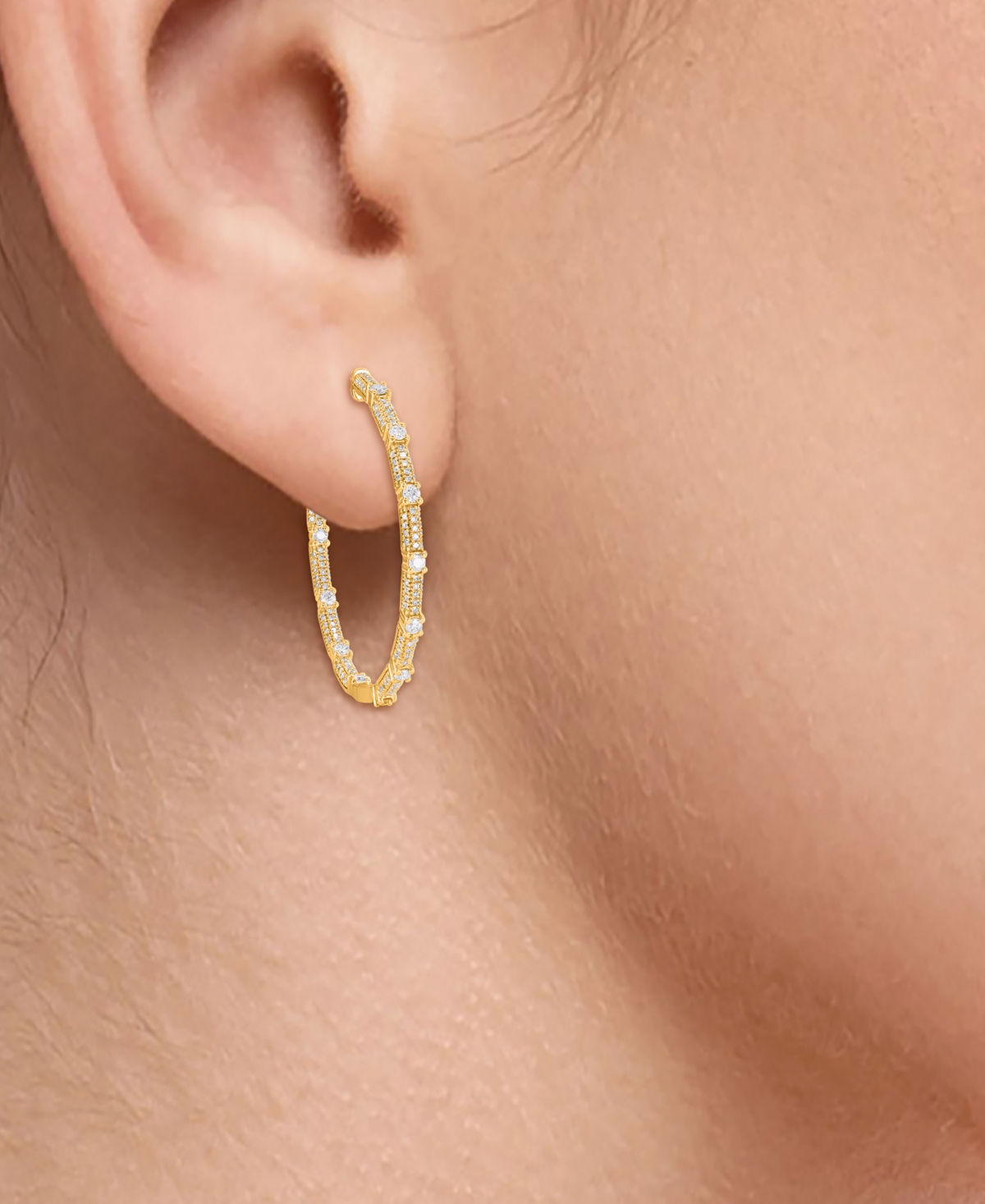 Macy's Diamond Cluster Hoop Earrings (1-1/2 Ct. T.w.) In 14k Gold In Yellow Gold