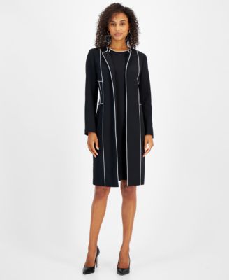 Women's Open-Front Longline Jacket & Sleeveless Sheath Dress