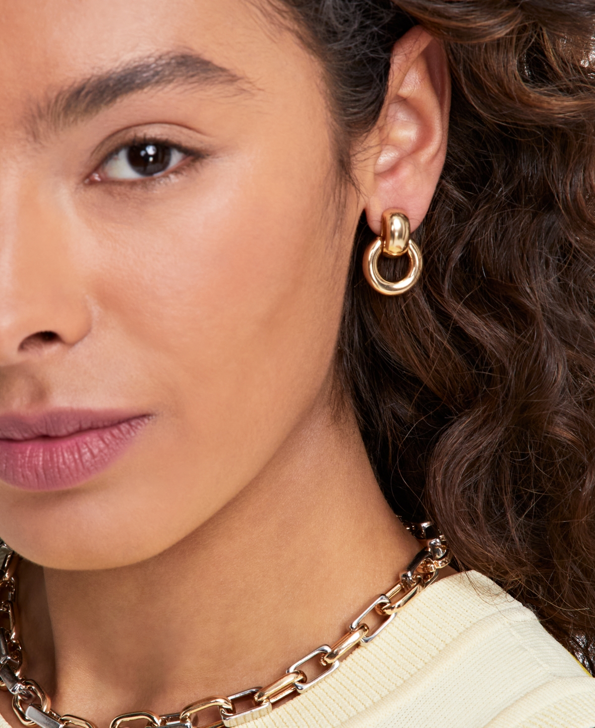 On 34th Small Open Doorknocker Drop Earrings, Created For Macy's In Gold