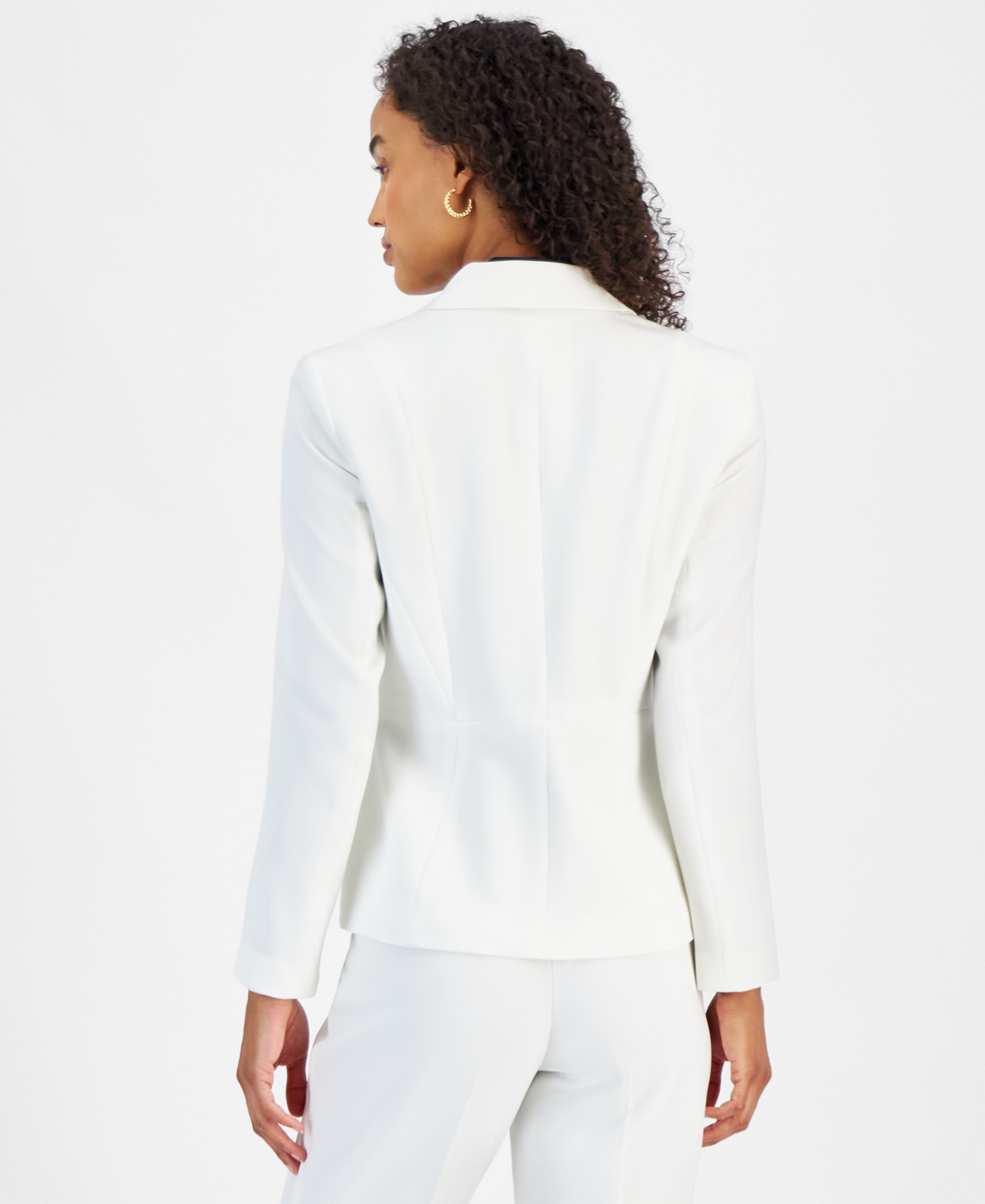 KASPER WOMEN'S STRETCH-CREPE ONE-BUTTON SEAMED JACKET 