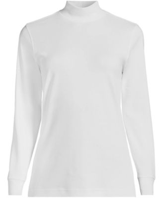 Plus Size Relaxed Cotton Long Sleeve Mock Turtleneck