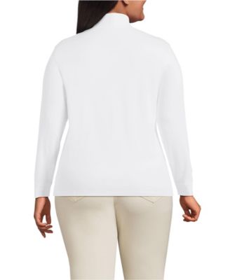 Plus Size Relaxed Cotton Long Sleeve Mock Turtleneck