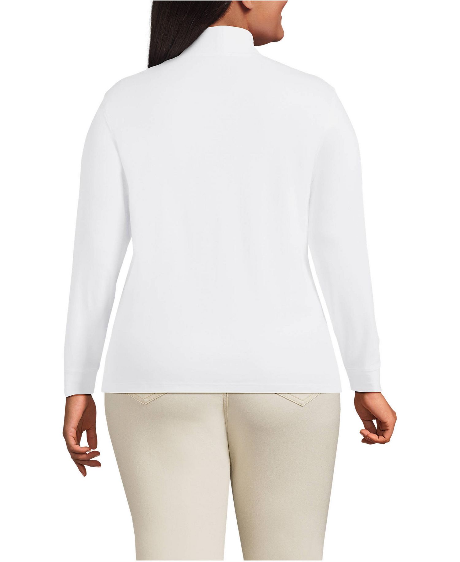 Plus Size Relaxed Cotton Long Sleeve Mock Turtleneck