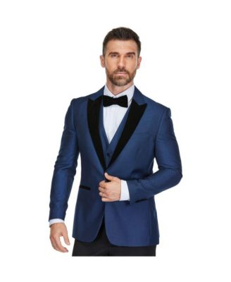 Men's 3-Piece Peak Lapel Satin Trim Tuxedo with Subtle Sheen