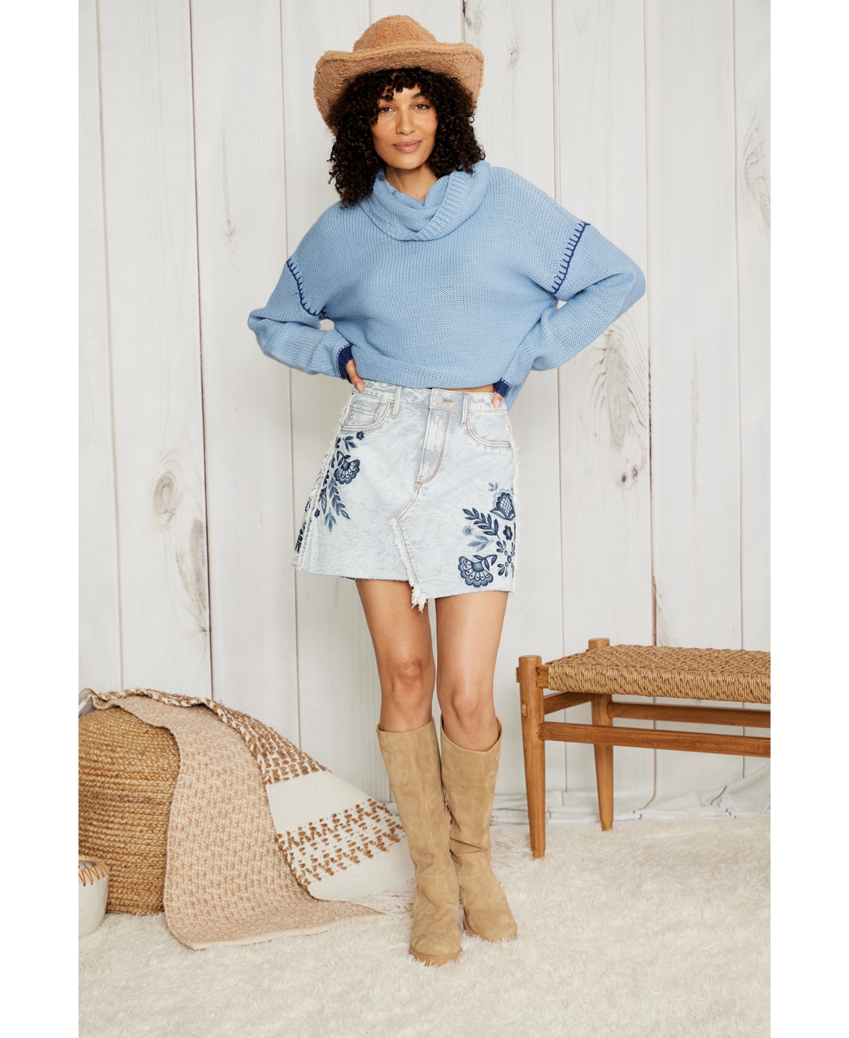 Driftwood Women's Sage Skirt X Nordic Raw-Edge-Hem Mini Skirt
