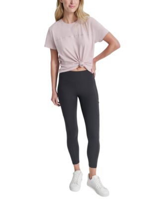 DKNY - Women's Rhinestone Stripe Knot T-Shirt