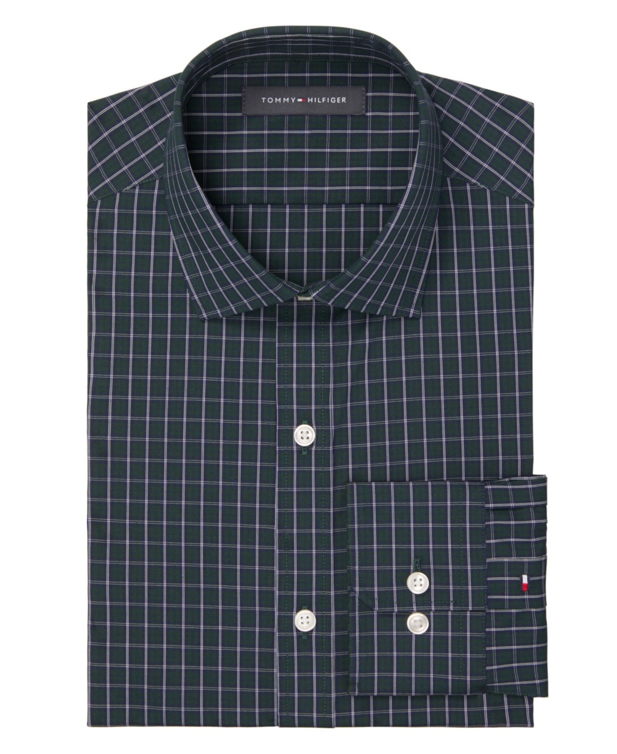 Tommy Hilfiger Men's Th Flex Slim Fit Wrinkle Free Stretch Twill Dress Shirt