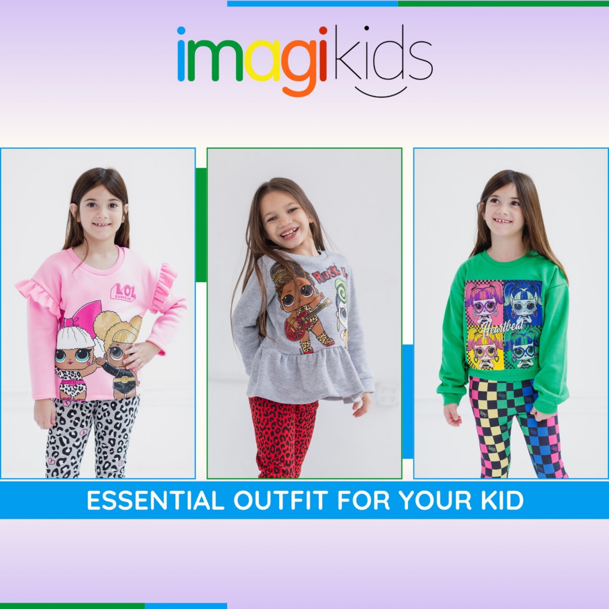 L.o.l. Surprise! Girls Fleece Sweatshirt and Leggings Outfit Set to (4 - 18-20) - checked design