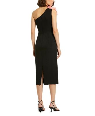 Mac Duggal Women's Crepe One Shoulder Flower Detail Midi