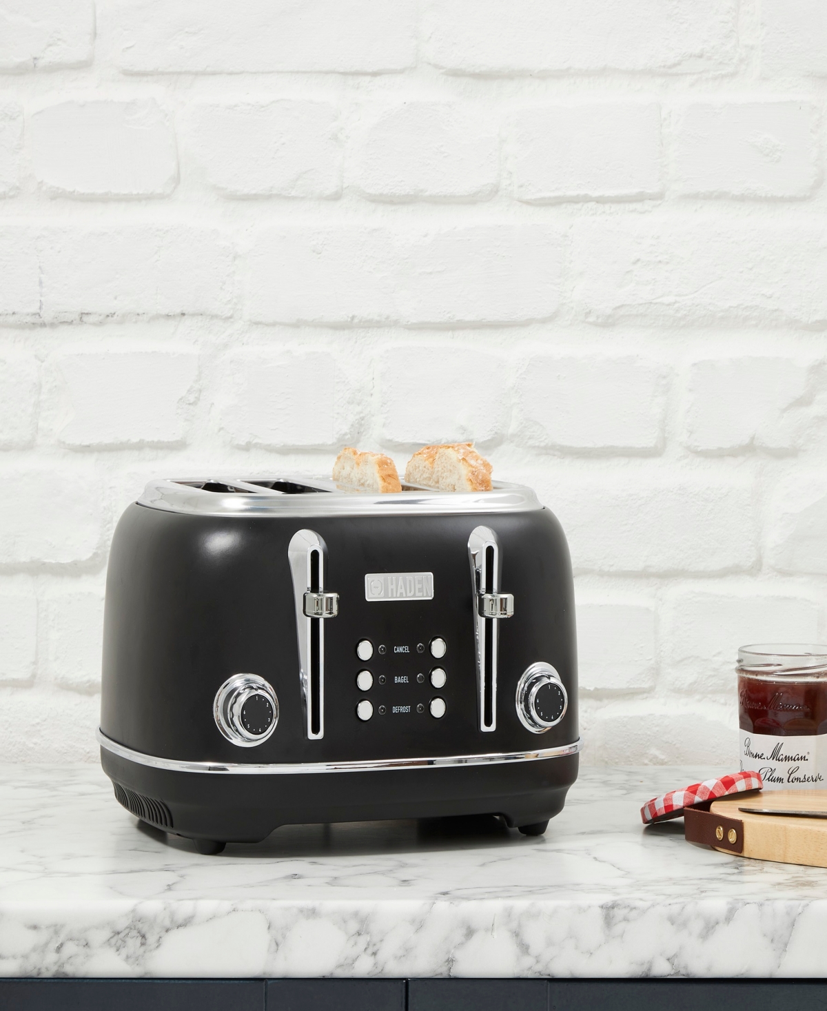 Haden Heritage 4-slice Wide Slot Toaster In Black,chrome