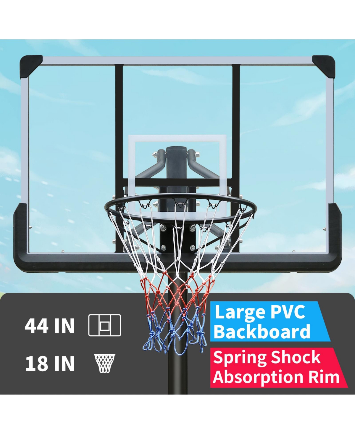 Slickblue Outdoor Basketball Hoop with Height Adjustment for Versatile Play - Grey