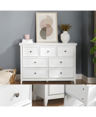 Modern 7-Drawer Dresser – White Cabinet with 7 Drawers, Perfect for Living Room or Farmhouse Closet Storage
