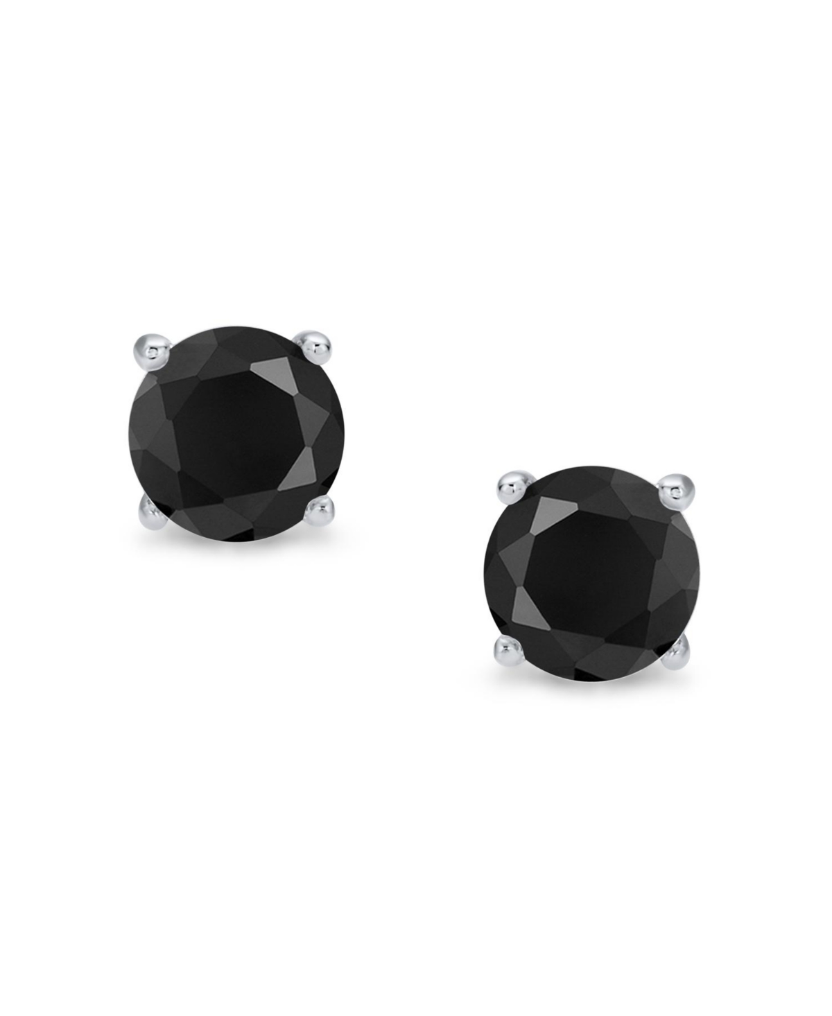 Bling Jewelry Black Solitaire Cz Stud Earrings .925 Sterling Silver