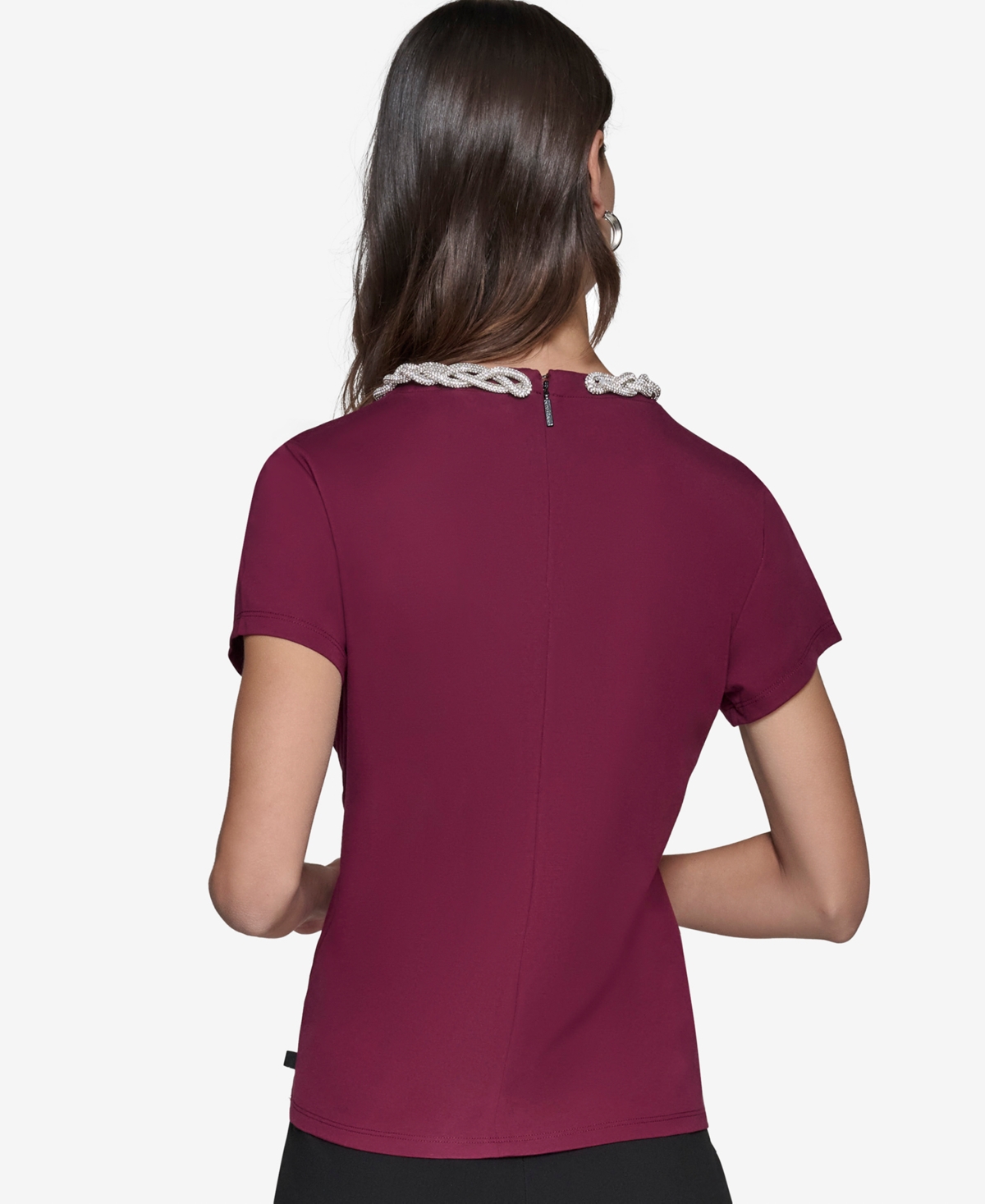 KARL LAGERFELD WOMEN'S EMBELLISHED SCOOP-NECK TOP