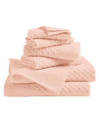 Quick-Drying Cotton Diamond Waffle Textured 6-Piece Bath Towel Set 54x27x0.5 inches,26x16 inches