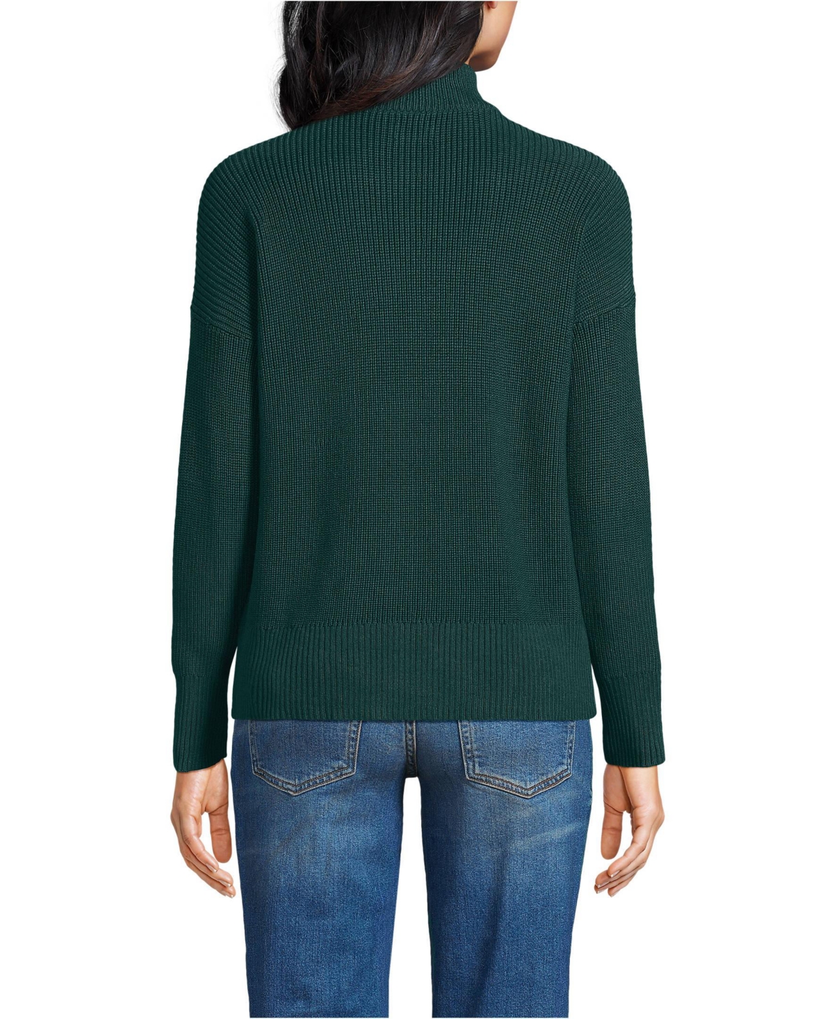 Lands' End Petite Drifter Cotton Quarter Zip Pullover Sweater