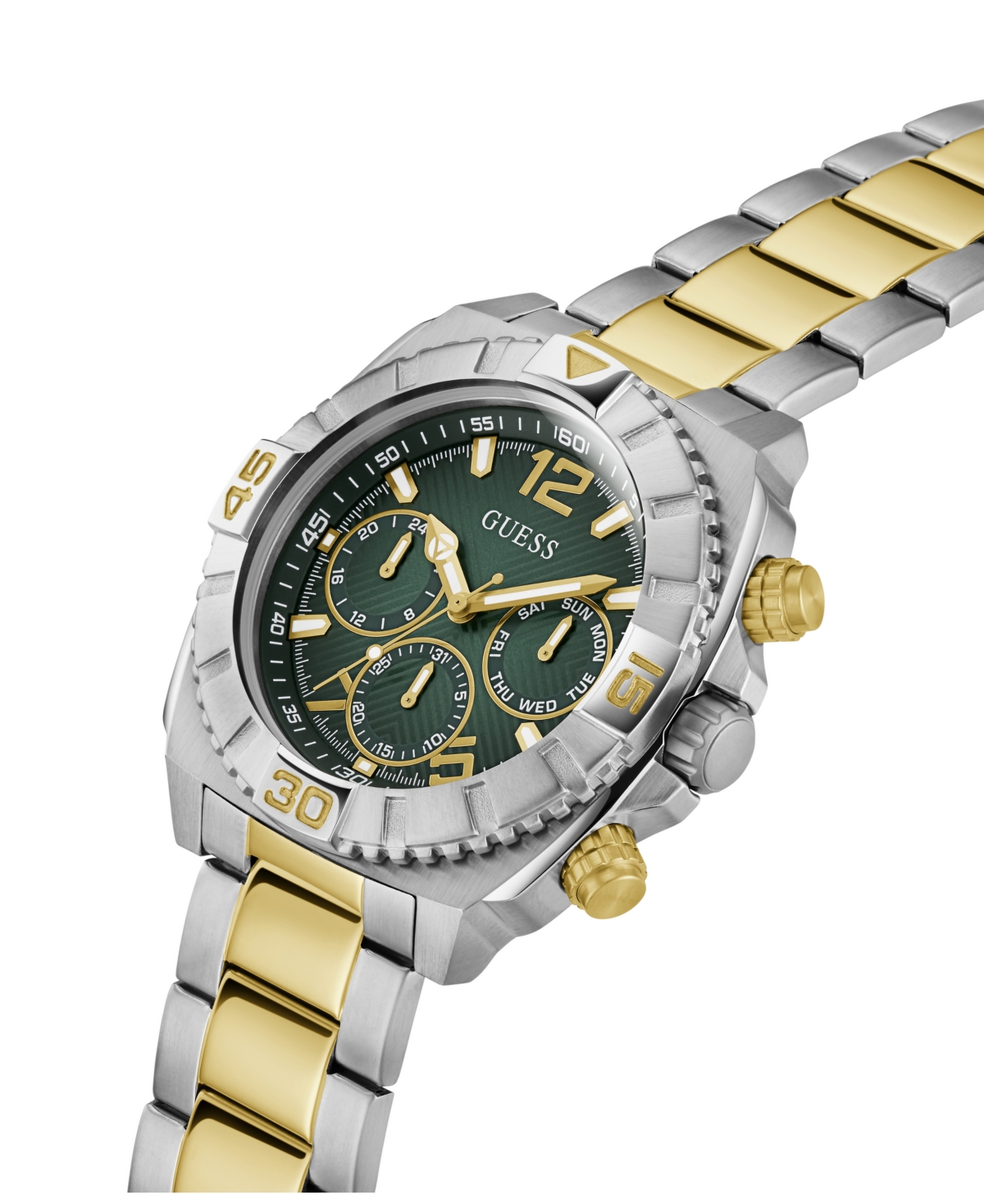 Guess Men's Multi-function Two-tone Stainless-steel Watch 44mm In Two Tone
