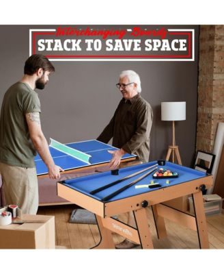 48" 5-in-1 Foldable Multi-Function Game Table with Foosball, Pool, Bowling, Shuffleboard, and Ping Pong