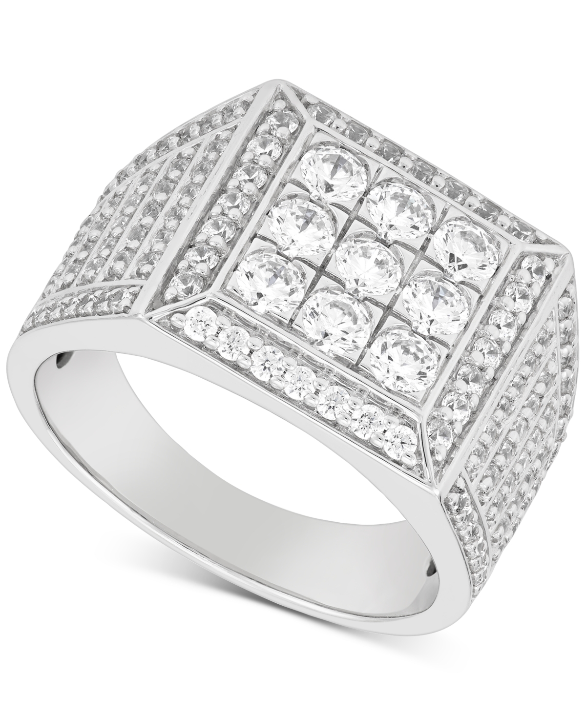 Men's Lab Grown Diamond Square Cluster Ring (2 ct. t.w.) in 10k Gold - White Gold