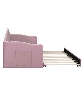 Twin Size Upholstered Daybed with Trundle – Versatile Bed for Extra Sleeping Space