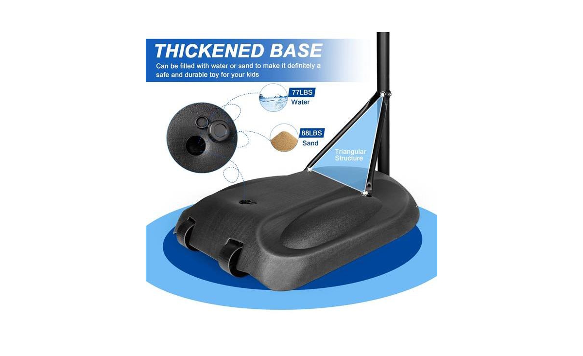 Slickblue Portable Basketball Hoop System with Adjustable Stand - Silver