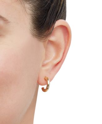 2-Pc. Set Polished & Beaded Small Hoop Earrings in 10k Gold, 1/2" & 3/4"