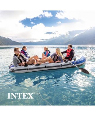 Excursion 5 Inflatable Fishing Boat Set with Transom Mount Trolling Motor