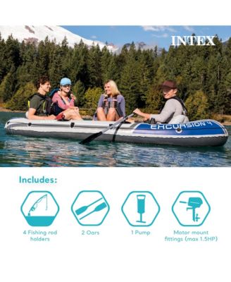Excursion 5 Inflatable Fishing Boat Set with Transom Mount Trolling Motor