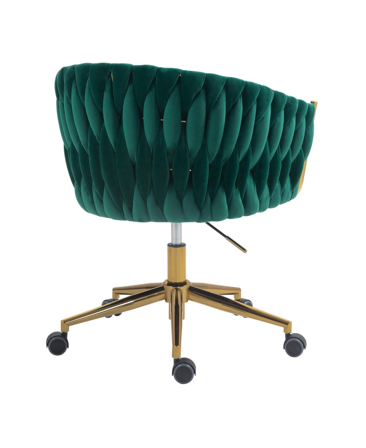 Slickblue Modern Hand-Woven Backrest Office Chair: Height Adjustable, 360° Swivel Vanity Chair with Wheels for Bedroom & Living Room