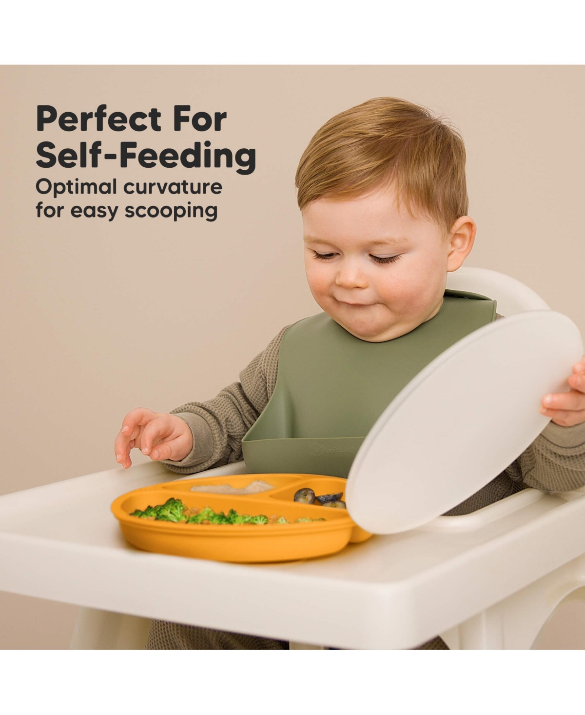 KeaBabies 3-Pack Prep Suction Plates with Lids, 100% Silicone Baby Plates with Lid, Bpa-Free Kids Divided Toddler Plates