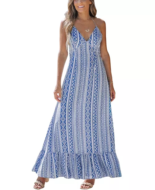women's flounce maxi beach dress