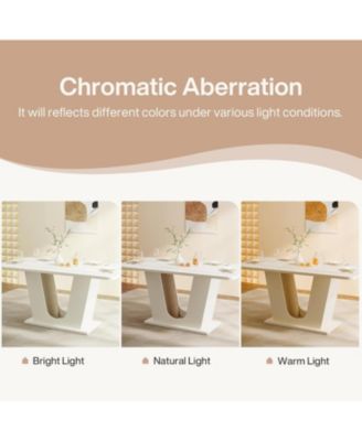 Modern Dining Table for 4-6, 55-Inch Rectangular Kitchen Table with U-Shaped Base, Wood Dinner Table