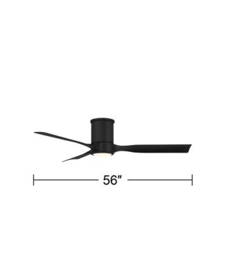56" Keel Indoor Outdoor Ceiling Fan 3 Blade LED Light Remote Control Matte Black Finish Bedroom Hugger Damp Rated
