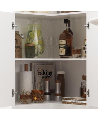 5-Shelf White Wood Corner Standard Bookcase with Adjustable Shelves