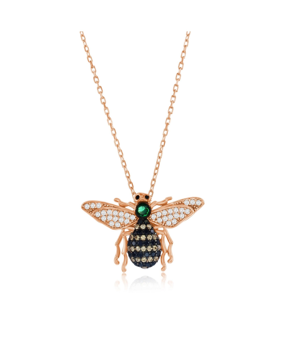 Suzy Levian Rose Sterling Silver Cubic Zirconia Bumble Bee Necklace - Brown