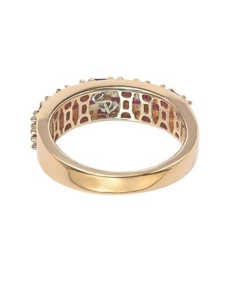 Suzy Levian Rose Sterling Silver Red and White Cubic Zirconia Ring