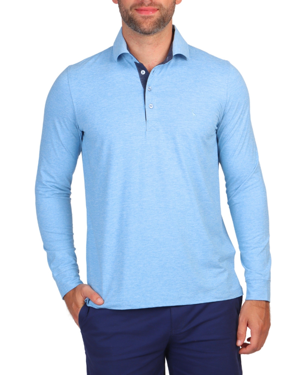 Tailorbyrd Men's Brushed Melange Long Sleeve Polo