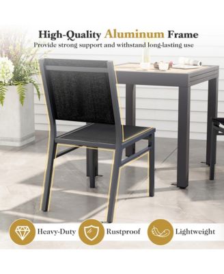 2PCS Outdoor Dining Chairs w/ Breathable Seat Backrest Heavy-Duty Aluminum Frame