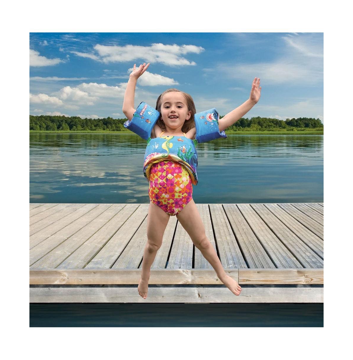 Airhead Water Otter Elite Kids Child Life Jacket Vest with Arm Bands, Treasure