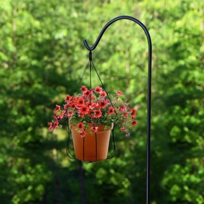 92 Inch Shepherd's Hook Premium Metal Garden Plant Hanger, Black (3 Pack